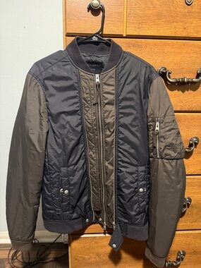 All Saints Braddock Bomber Jacket - Black & Olive